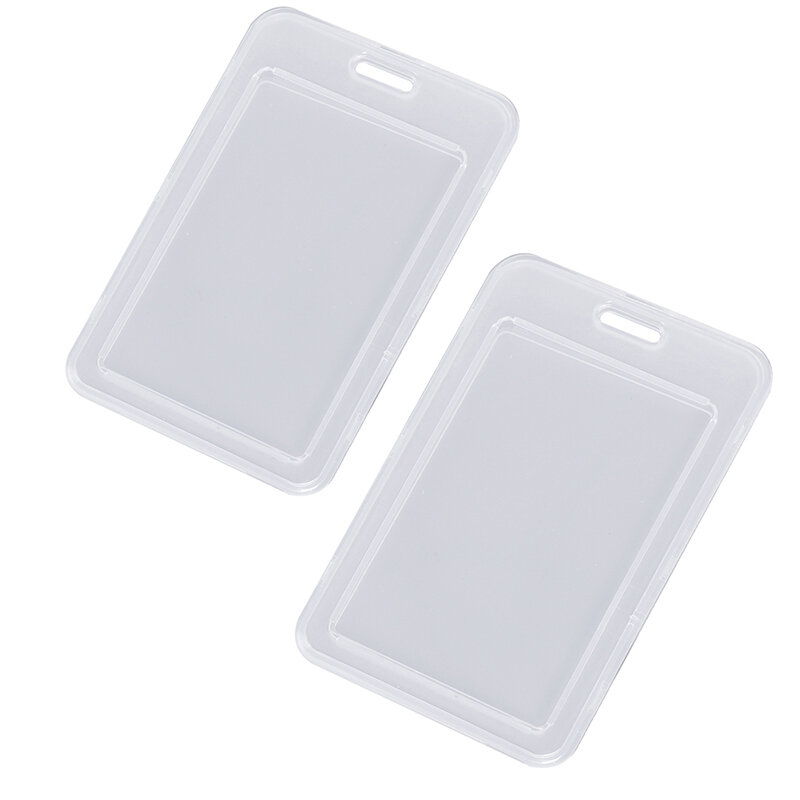 2PCSシンプルな透明なプラスチック名カードカバーバンクカードホルダー