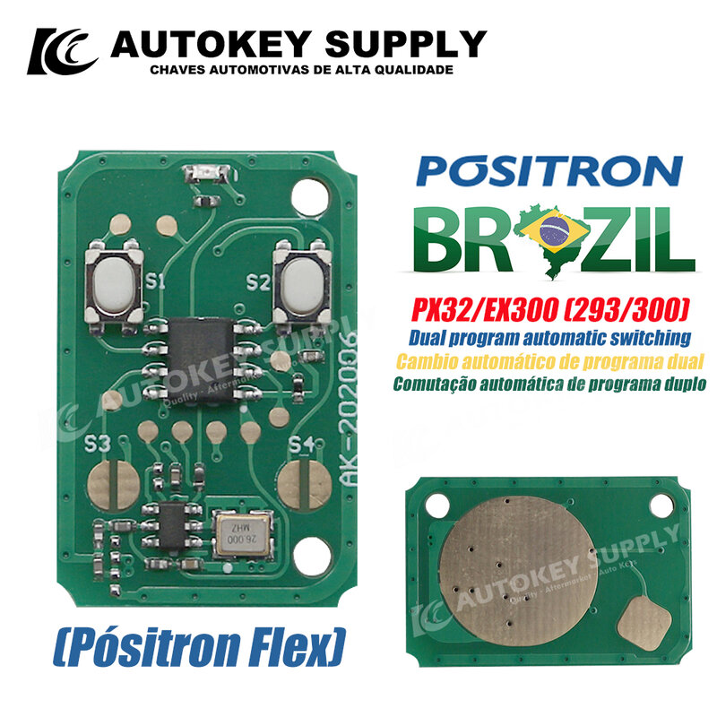 Chave remota para sistema de alarme Brasil Positron Flex PX42, programa duplo, AKBPCP150AT, AKBPCP125AT, AutocheySupply, 293, 300