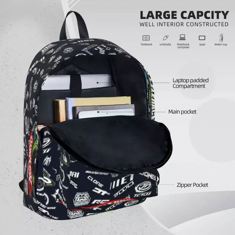 AcceliRacers 로고 배낭, 대용량 어린이 학교 가방, 숄더백, 노트북 배낭, 캐주얼 여행 배낭