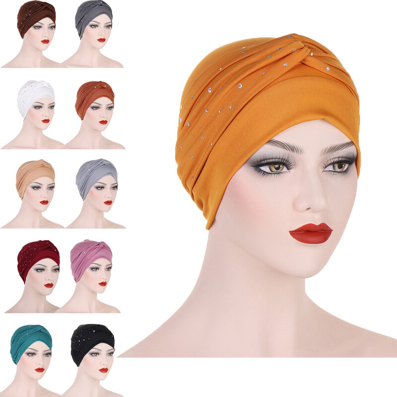 Women Muslim Knot Twist Head Turban Wrap Cover Cancer Chemo Islamic Arab Cap Hat Hair Loss Bonnet Beanies Hijab Headscarf Hats