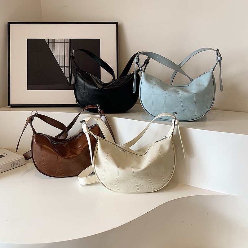 Small Stone Pattern Cute PU Leather Shoulder Bag Handbags Designer Women 2024 Y2K Korean Fashion Solid Color Crossbody Bag