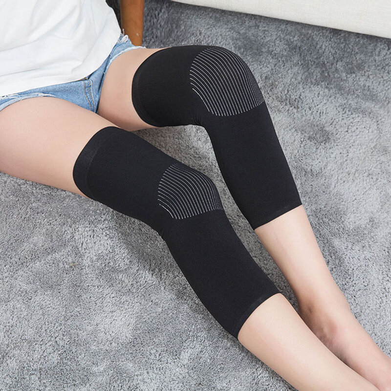 1Pair Elastic Warm Knee Pads Summer Breathable Joints Leg Warmers Sports Windproof Knee Covers Long Non-slip Protective Sleeves