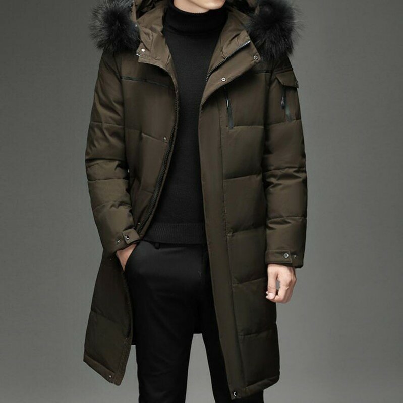 Casaco longo com capuz de pato preto masculino, casaco espesso, parka quente, plus size,-30, nova moda, 5XL, inverno, 2022