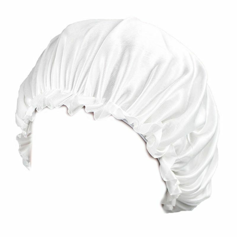 Topi Rambut untuk Wanita Topi Tidur Pita Elastis Lapisan Tunggal Topi Turban Tidur Halus Warna Polos untuk Kepang Keriting