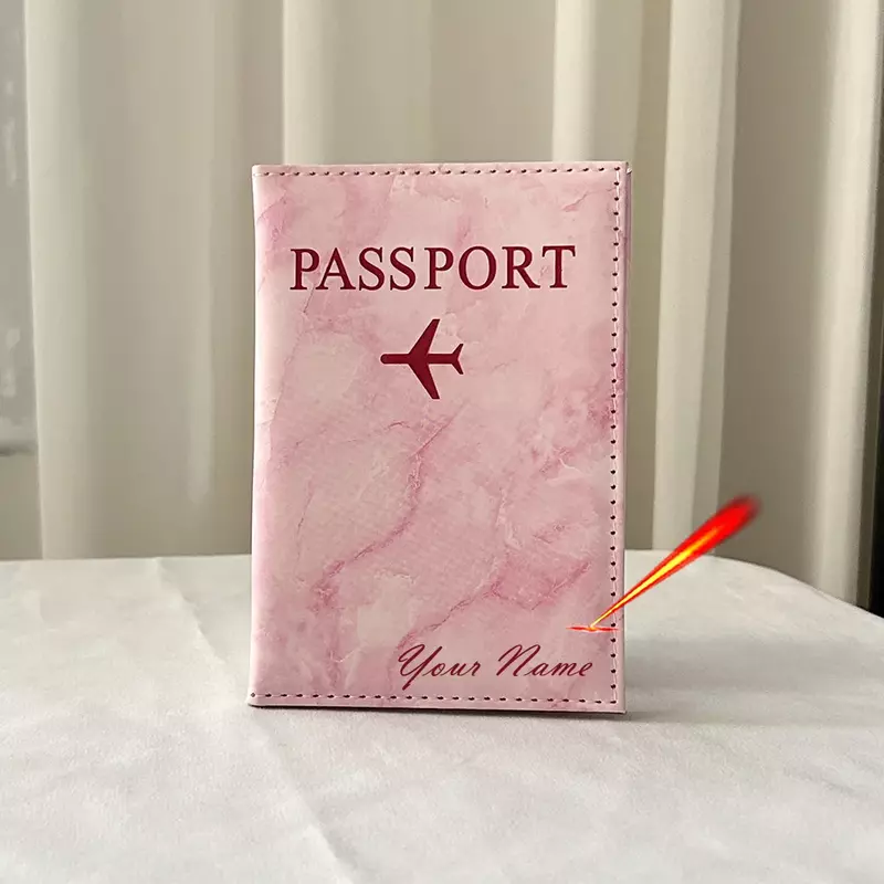パーソナライズされた名前パスポートカバー,旅行財布,大理石のパターン,パススポーツ用,個人名のカバー