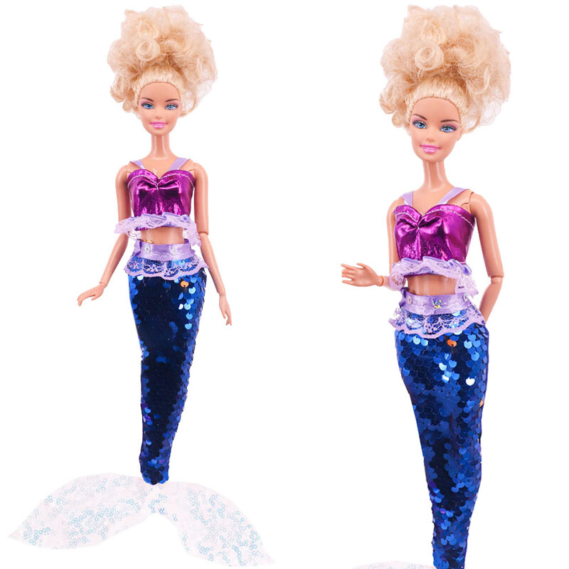 Ubranka dla lalki dla Barbiees błyszczące motyw ryby sukienka z trenem kostium syreny dla barbie ubranka dla lalki akcesoria 1/3BJD sukienka Blyth