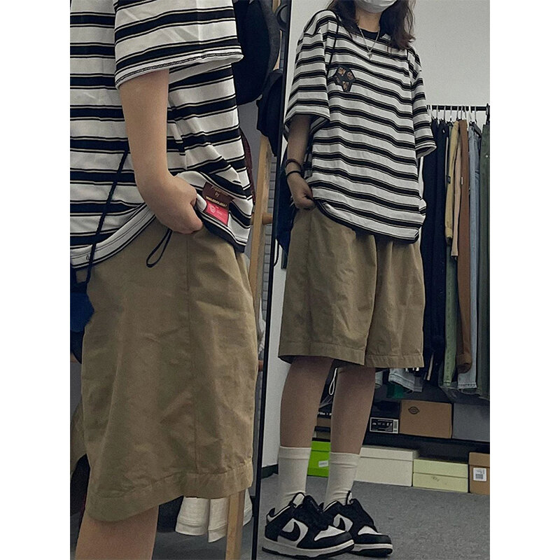 MEXZT Streetwear pantaloncini in puro cotone donna Harajuku pantaloncini Cargo oversize estate coreano nero bianco pantaloni corti sportivi a gamba larga