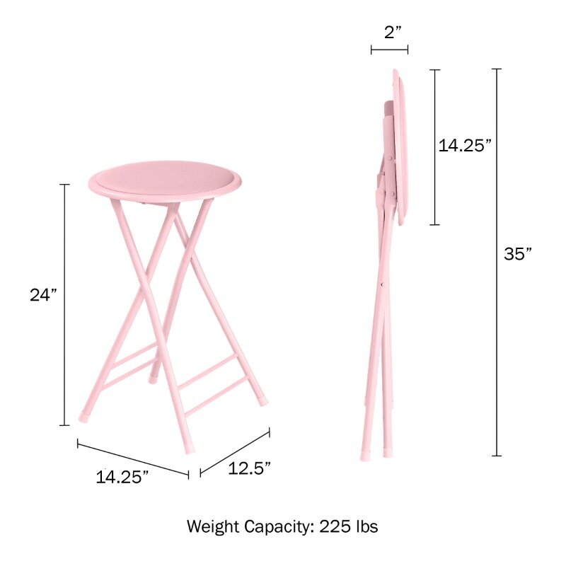 Складной стул 24 дюйма с открытой спиной вместимостью фунтов (розовый)