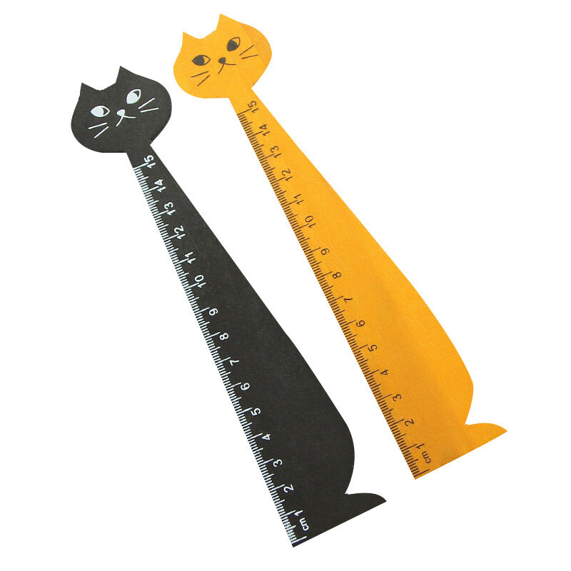 1 pz nuovo gatto righello dritto in legno 15CM righello carino strumenti Kawaii cancelleria cartone animato disegno regalo forniture scolastiche per ufficio