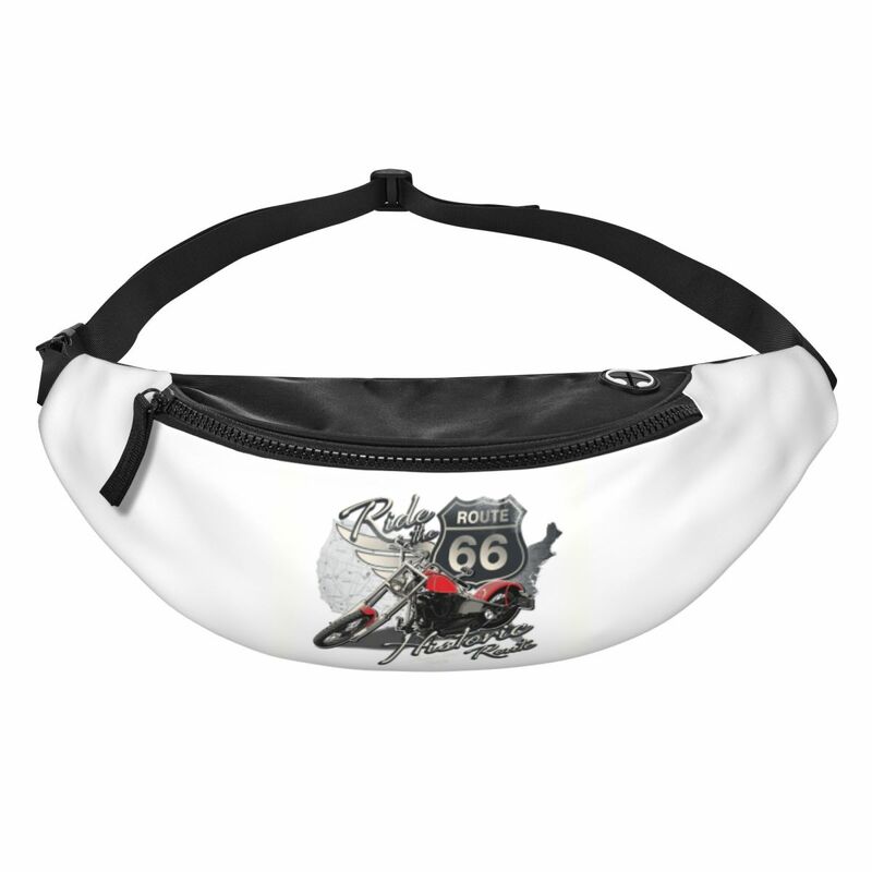 Custom Travel Motorcycle Ride Route 66 Fanny Pack for Women Men Cool Crossbody Waist Bag Cycling Camping Phone Money Pouch