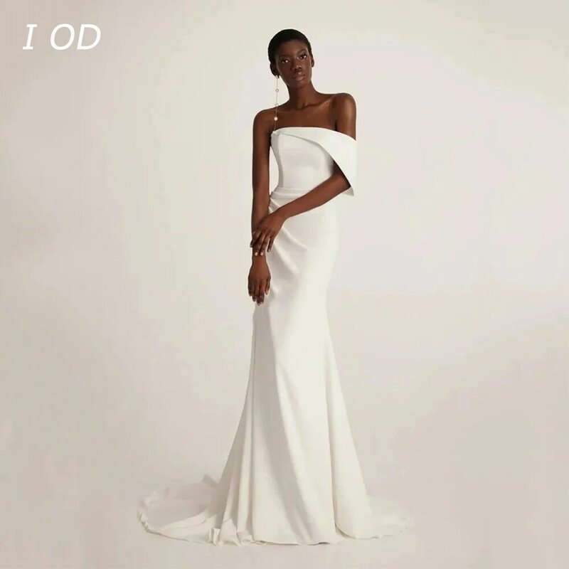 I OD minimalist sleeveless fishtail floor mop wedding dress De Novia