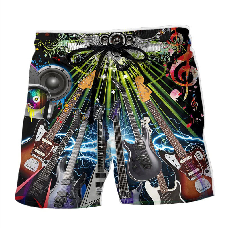 Music Note гитара в виде символа графические шорты, штаны с 3D принтом в стиле хип-хоп y2k, летние шорты для доски, крутые плавки для серфинга и плавания