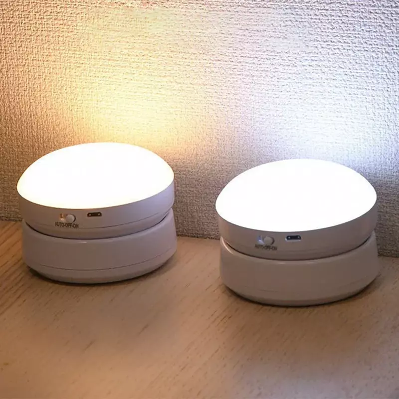 Luz Nocturna LED giratoria con Sensor de movimiento, lámpara de inducción humana inteligente con carga USB para mesita de noche, armario y hogar