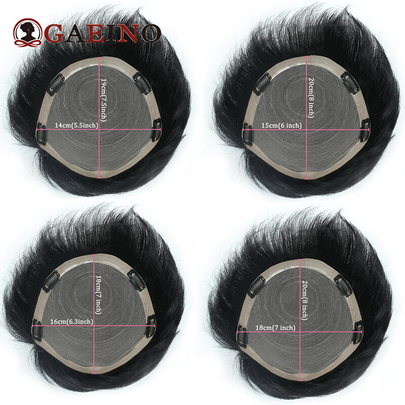 Sistema de reemplazo de cabello humano para hombres, peluquín, peluca, Clip en Topper