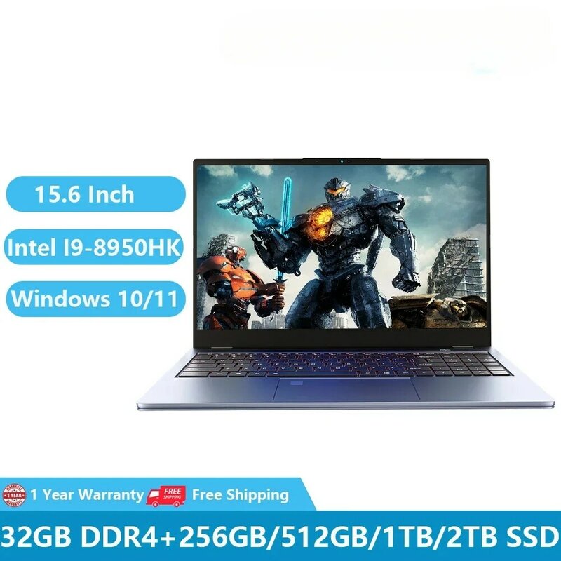2023 Gaming-Laptops i9 Notebooks Gamer Computer PC Windows 11 15,6 Zoll Intel I9-8950HK 64GB RAM Dual M.2 SSD DDR4 Ethernet-Port