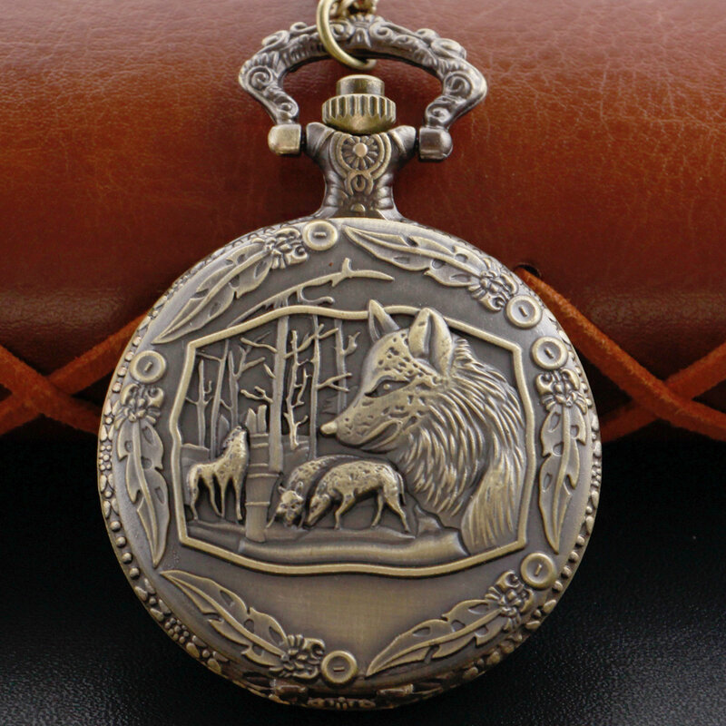 Часы кварцевые карманные в винтажном стиле с циферблатом животных