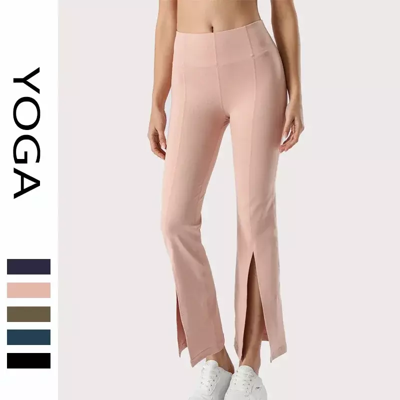 Spodnie sportowe damskie modne spodnie z rozcięciem z przodu, elastyczne, wyszczuplające szybkoschnące spodnie do jogi