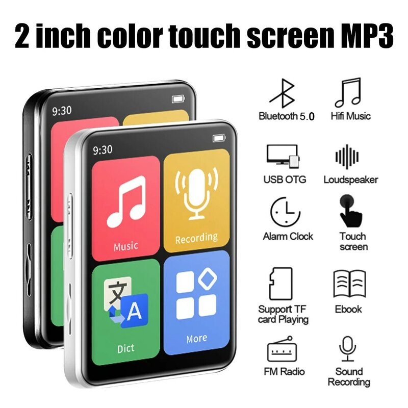 Миниатюрный портативный музыкальный MP3-плеер с Bluetooth, маленькое воспроизведение видео в формате MP4 светодиодный ным экраном, FM-радио, рекорд...