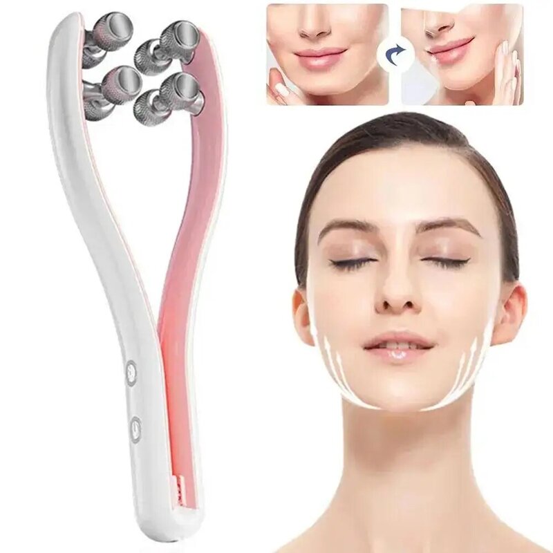 Electric Facial Roller Massager Face Slimming Double Lift Tool Facial Belt Chin Shaped Face Massager V Facial Care Skin Up B0X9