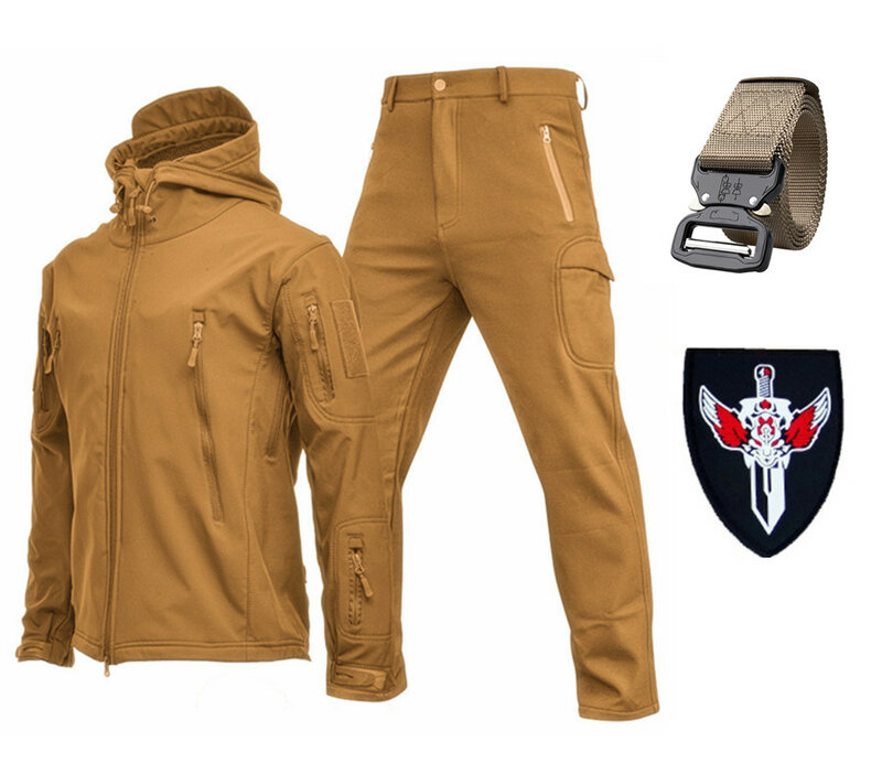 남성용 전술 재킷, 하이킹 소프트 쉘 의류, 바람막이 비행 조종사 후드, 밀리터리 플리스 필드 슈트, 2023 선물 벨트