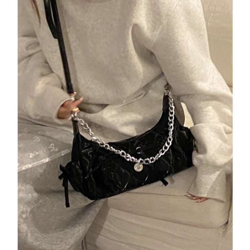 Xiuya-Bolso de hombro Rosa elegante para mujer, bolso informal de cuero a la moda, bonito bolso de mano con cadenas para chicas calientes, bolso de axila diario
