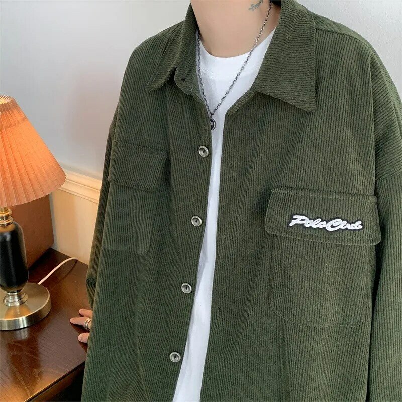Camisa de veludo na moda edição coreana, casaco com gola flip, moda primavera e verão, novo, 2024