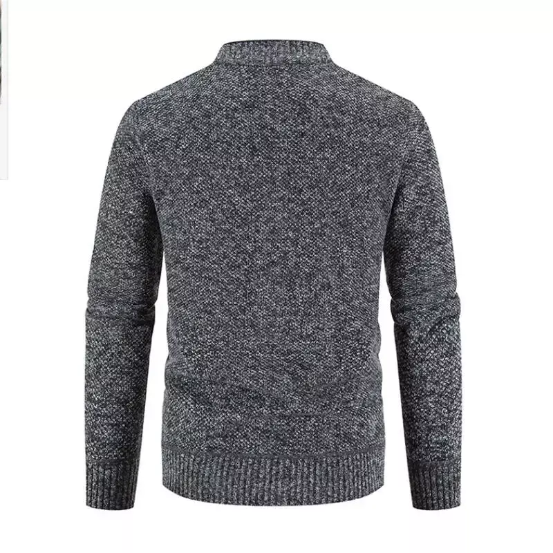 Męski kardigan sweter z dzianiny 2023 jesienno-zimowy polar ciepły jednokolorowa na co dzień swetry z dzianiny kurtka płaszcz moda męska odzież
