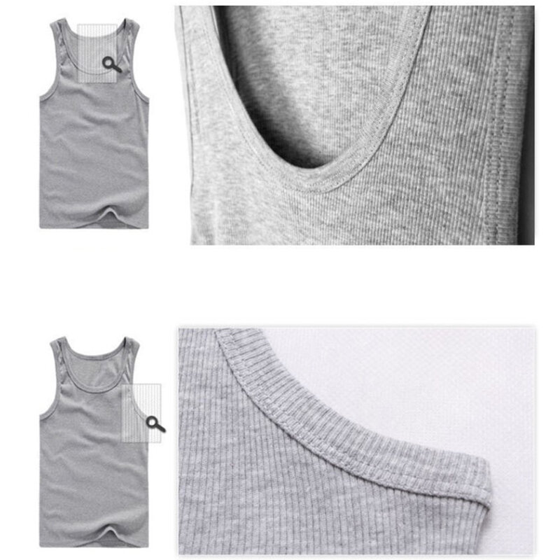 Camiseta sin mangas para hombre, chaleco informal de Fitness, culturismo, cuello redondo liso, color negro, blanco y gris