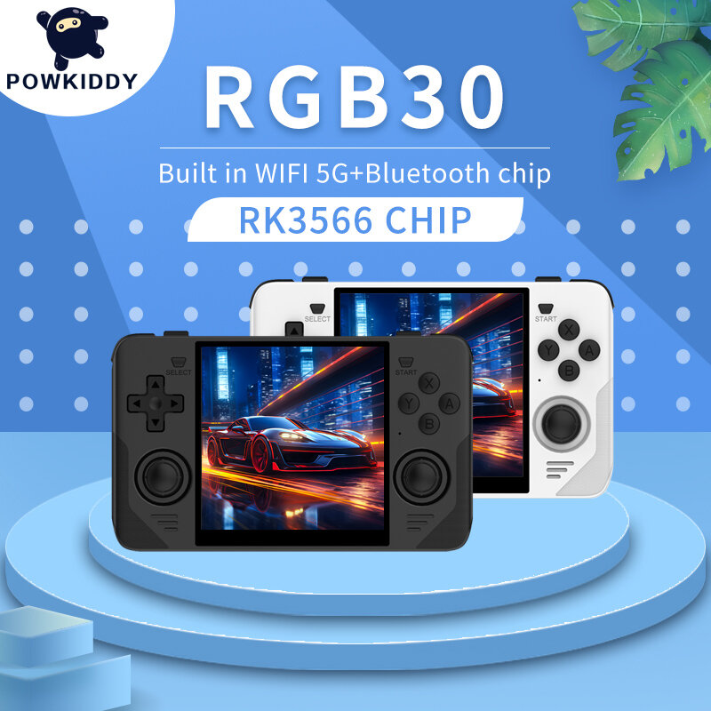 Ретро Карманная игровая консоль POWKIDDY RGB30 720*720 4 дюйма Ips экран Встроенный Wi-Fi RK3566 портативная игровая консоль с открытым исходным кодом детские подарки