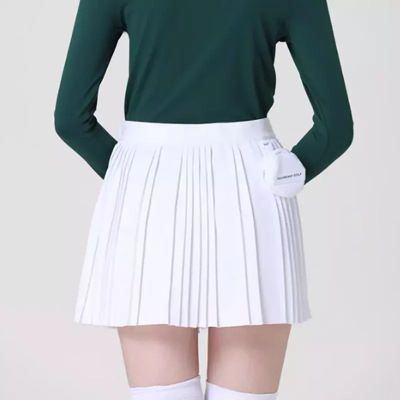 Azureway Autumn Women A-lined Pleated Golf Skirt Lady Anti-light Slim Culottes with Ball Bags Sport Elegant Skorts Soft Clothing