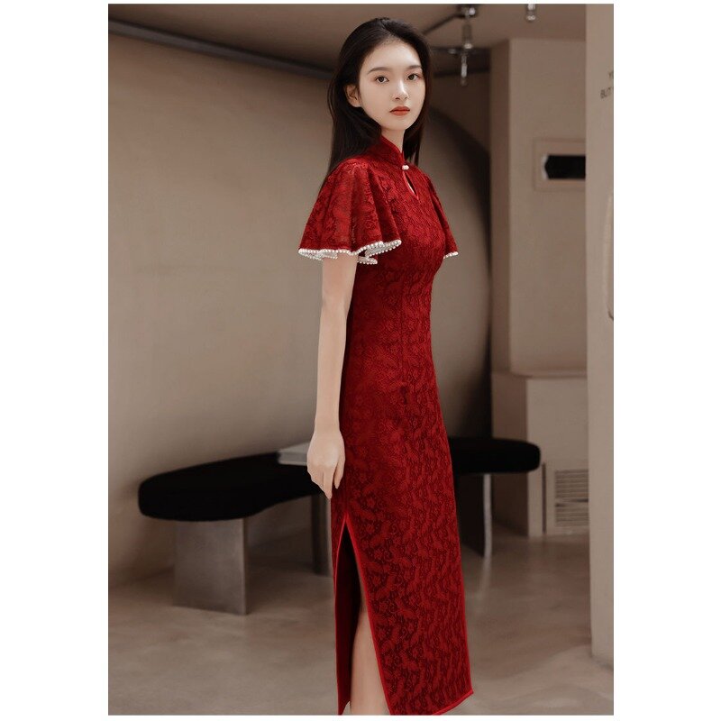 2024 nowy styl można nosić latem mały koronkowa szczupła Cheongsam dla panny młodej chińska sukienka Qipao suknia w stylu Qipao azjatycka sukienka