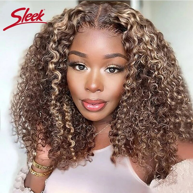 Slanke P4/27 Afro Kinky Krullend Menselijk Haar Pruiken Braziliaanse Hoogtepunt Remy Hair Bob Pruiken Met Bang 250% Dichtheid Remy Zwart Menselijk Haar