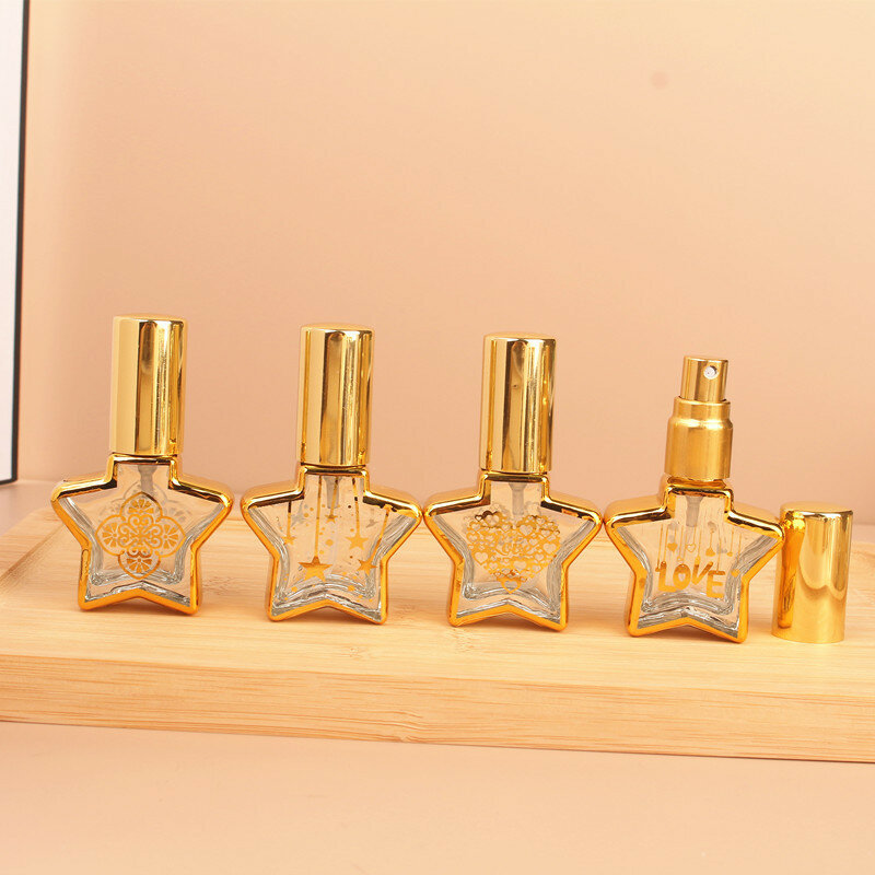 Mini botella de Perfume de pentagrama de 8ml, tarro de Spray recargable de vidrio, bomba de aroma, Sub-botella vacía, contenedor de cosméticos, atomizador para viajes