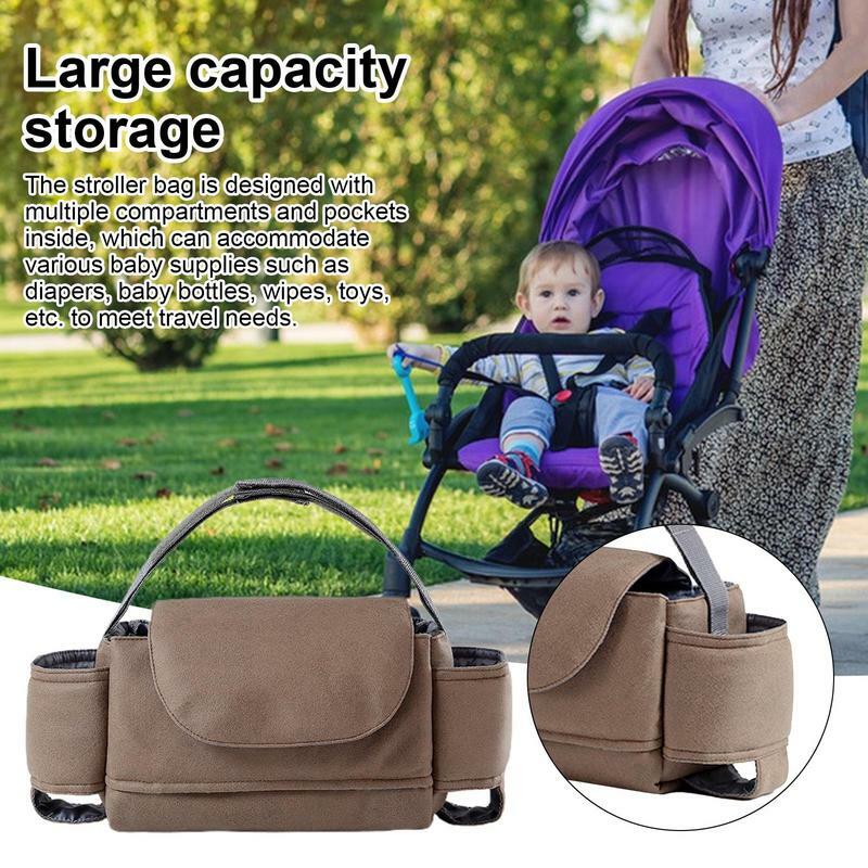 Multi-Purpose Stroller Fralda Bag com vários compartimentos, Stroller Organizer, Acessórios para telefones celulares
