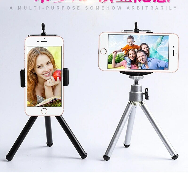 Treppiede da tavolo per telefono Smartphone Mini treppiede per IPhone Tripe per supporto Tripode per fotocamera Mobile con Clip per supporto per cellulare