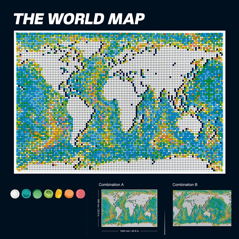 11695 PCS mapa świata mozaika klocki do budowy zabawkowy Model kompatybilna 31203 61203 prezenty na urodziny, boże narodzenie w magazynie