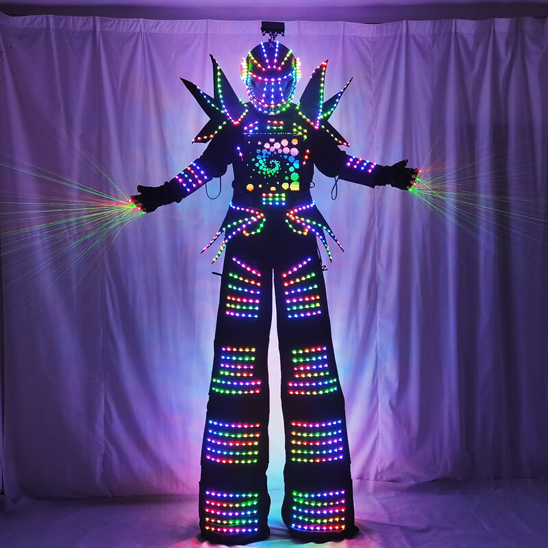 Full Color Smart Pixels LED Robot Suit Costume Clothes Stilts Walker Costume LED Lights Luminous Jacket Stage Dance Performance