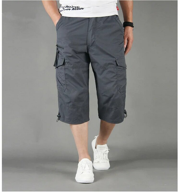 Handsome Long Length Cargo Shorts Men's Summer Casual Cotton Multi Pocket Hot Air Shorts Military Camo Breathable Shorts 5xl