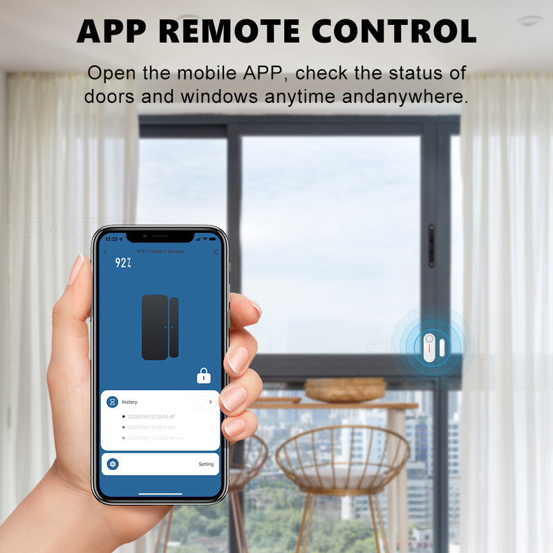 Lonsonho Tuya Wifi inteligentny czujnik do okien drzwi z Alarm dźwiękowy i świetlny sterowanie automatyką domową kompatybilny asystent Google Alexa
