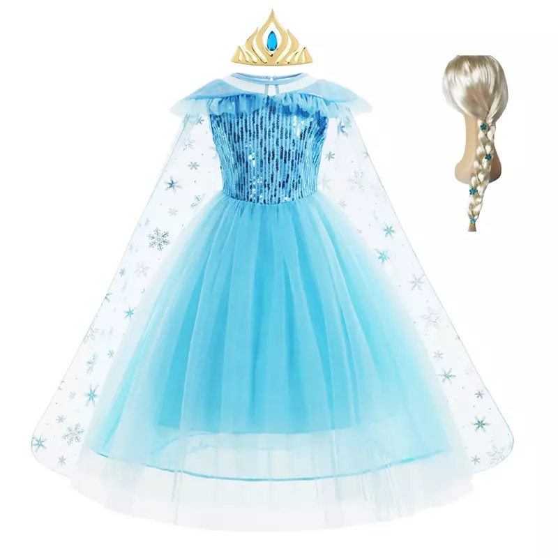 Robe de princesse Elsa pour filles, cosplay d'Halloween, vêtements de fête d'anniversaire pour enfants