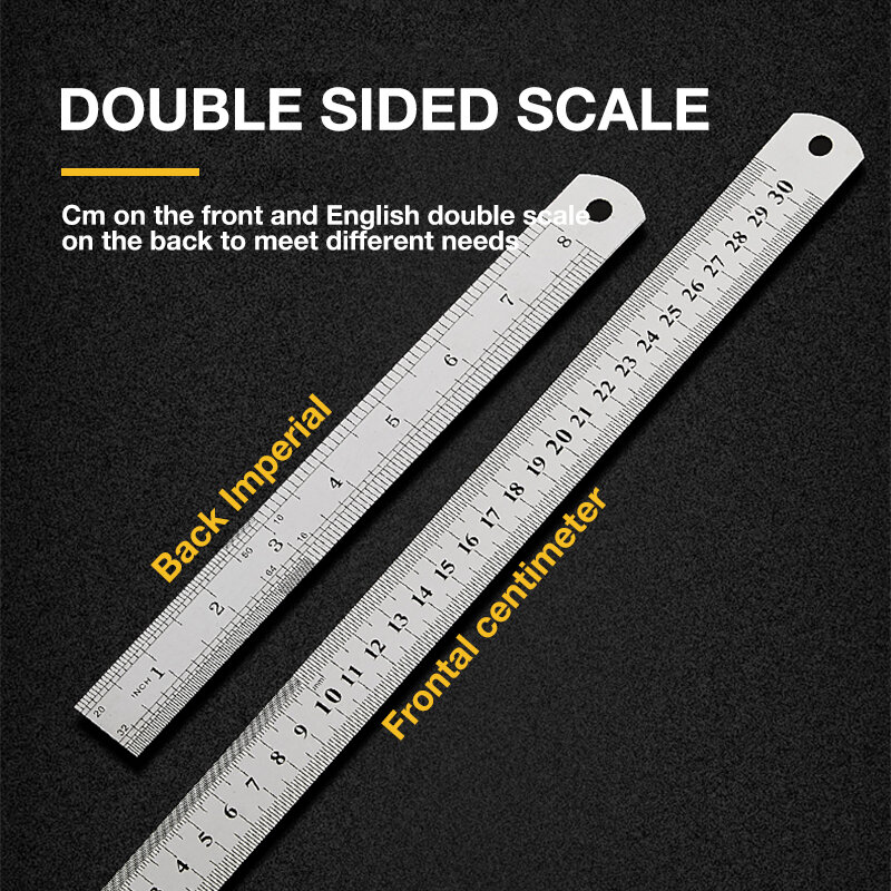 Stainless Steel Rule 15cm/20cm/30cm/50cm Double Side Scale Stainless Steel Straight Ruler Measuring Tool Household Measurement