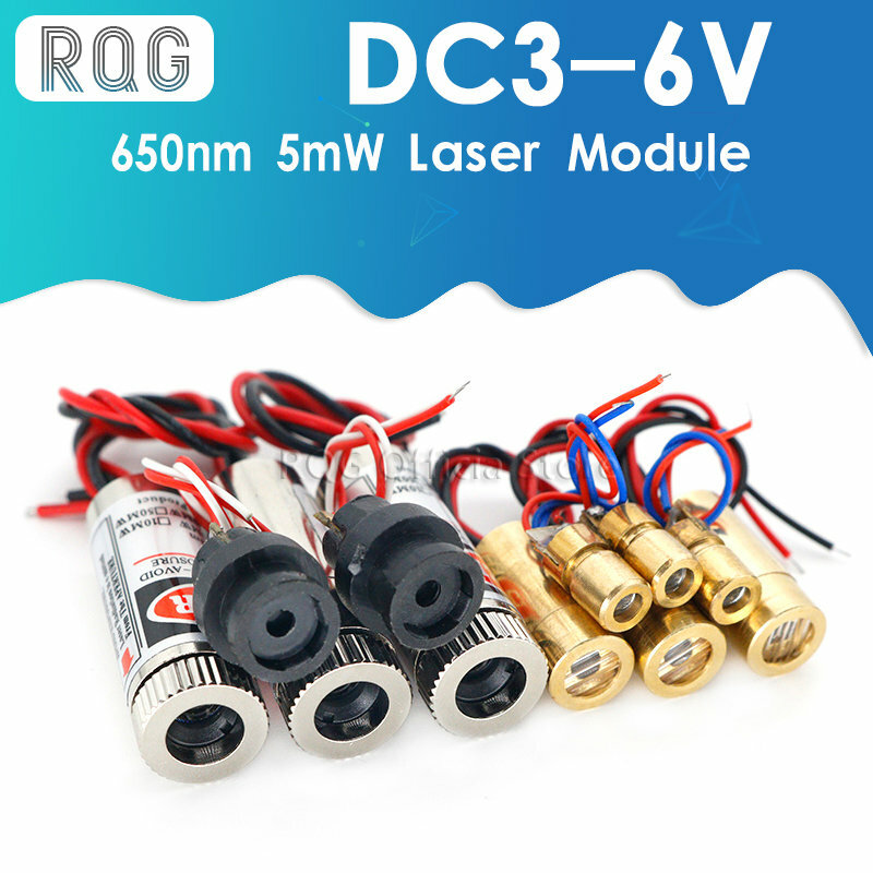 RQG 650nm 5mW 적색 점/선/크로스 레이저 모듈 헤드 유리 렌즈 초점 가능 산업 등급