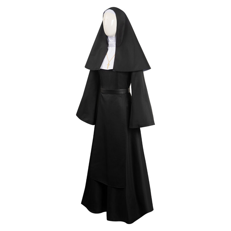 The Nun Cosplay Costume Dress Headwear Mask Adult Women Girls Clothes Outfits Fantasia Halloween Carnival Party Disguise Suit