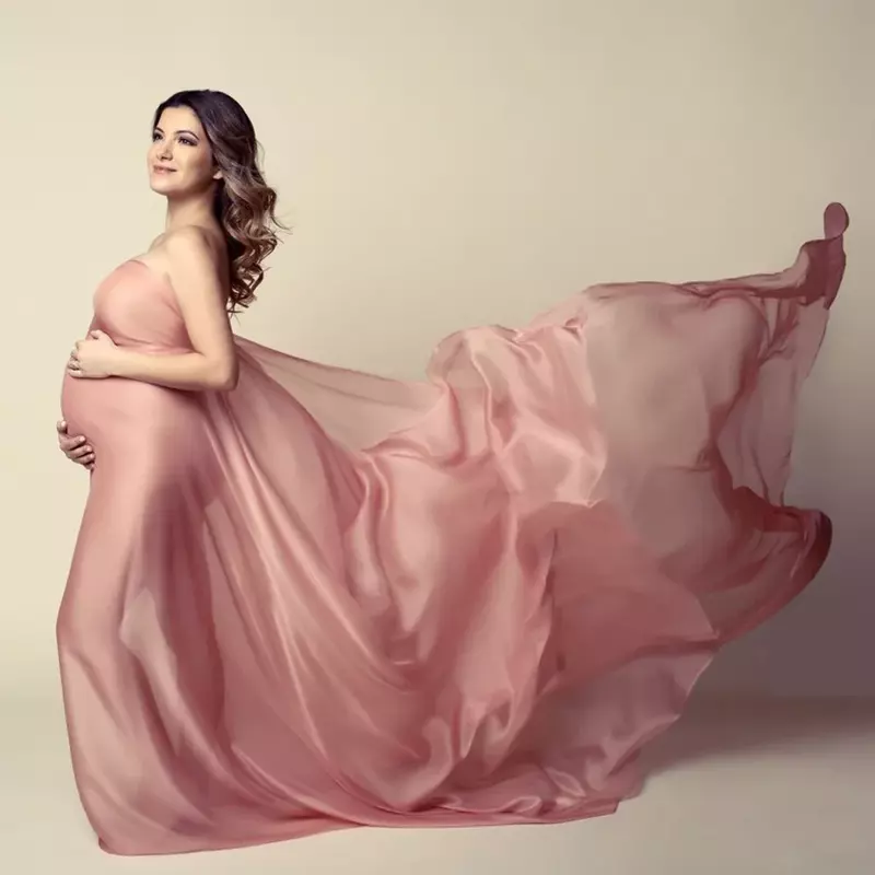 Miękka tkanina szyfonowa fotografia ciążowa rekwizyty sukienka Studio akcesoria myśliwskie przeźroczysty tiul prosta tkanina modelująca