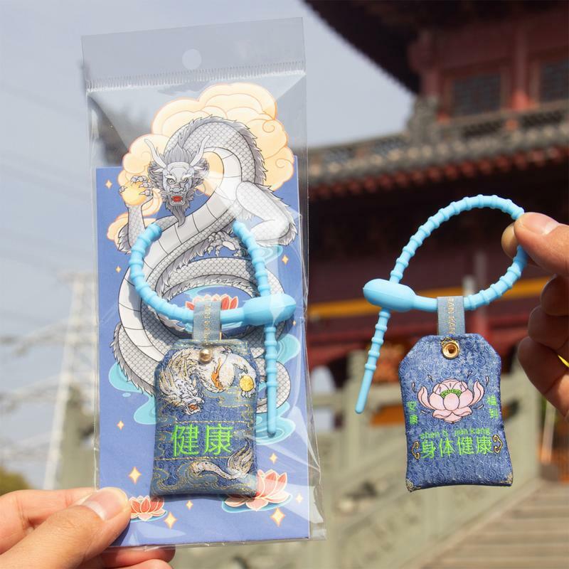 Tas Sachet Cina portabel 2024 tas Sachet beraroma pola naga untuk laci dengan simbol tali hadiah Tahun Baru Sachet perdamaian