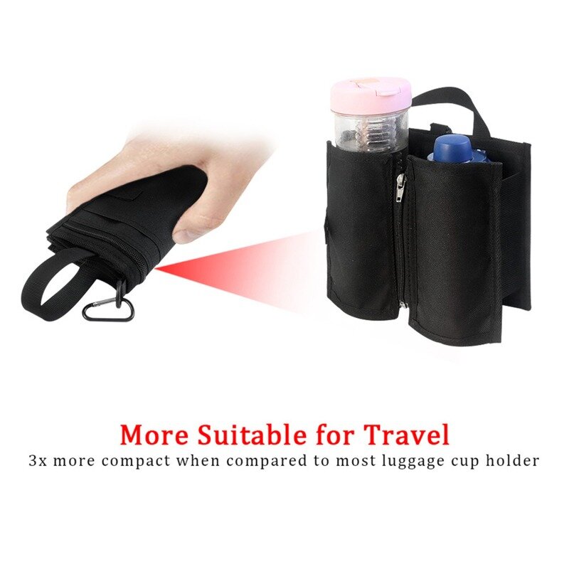 Tas tempat gelas bagasi, tahan lama bebas tangan tas perjalanan tas minum tempat cangkir perjalanan tas penyimpanan cocok untuk semua koper