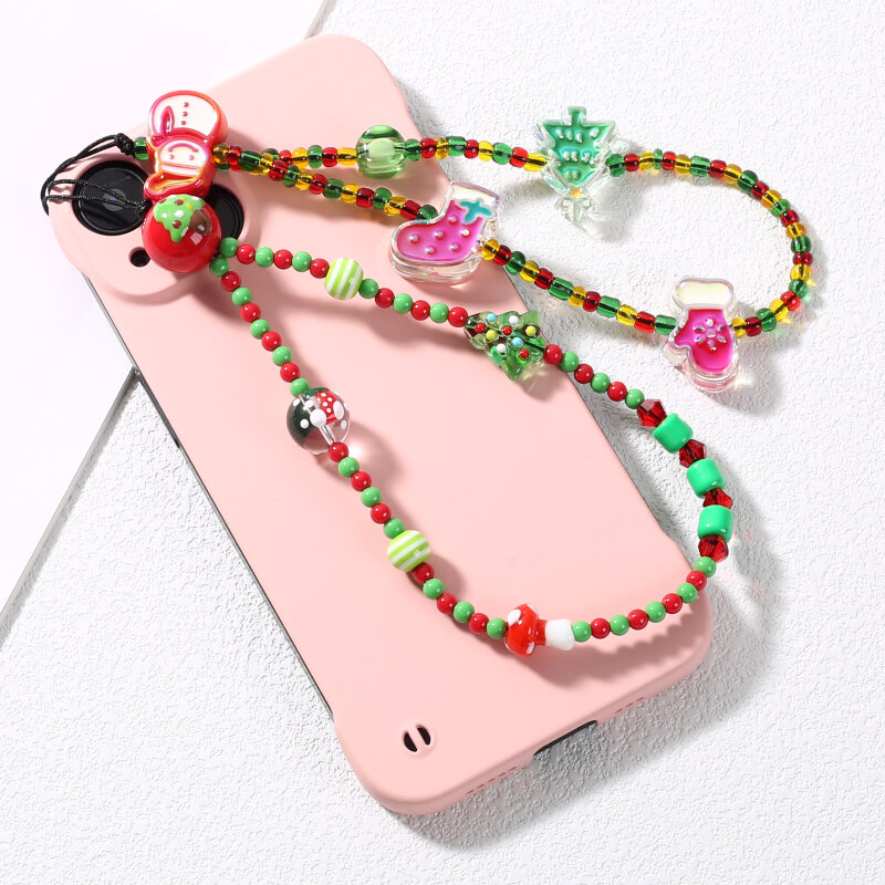 Christmas Style Acrylic Mobile Phone Chain Cartoon Snowman Christmas Trees Telephone Chain For Anti-Lost Phone Lanyard Jewelry