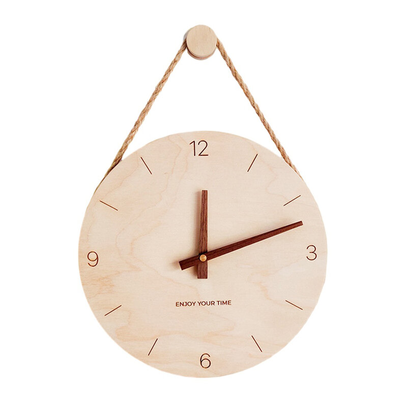 Manual Measurement Data Wooden Hanging Rope Suitable For Living Room Table Wall Wood Aesthetic Clock Diameter Cm