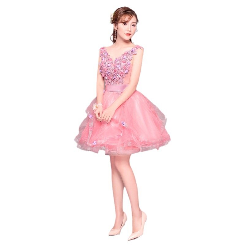 Urocza krótka sukienka na Quinceanera 2024 elegancka suknia balowa z dekoltem w szpic słodki kwiatowy nadruk sukienka na Quinceanera es Robe De Bal