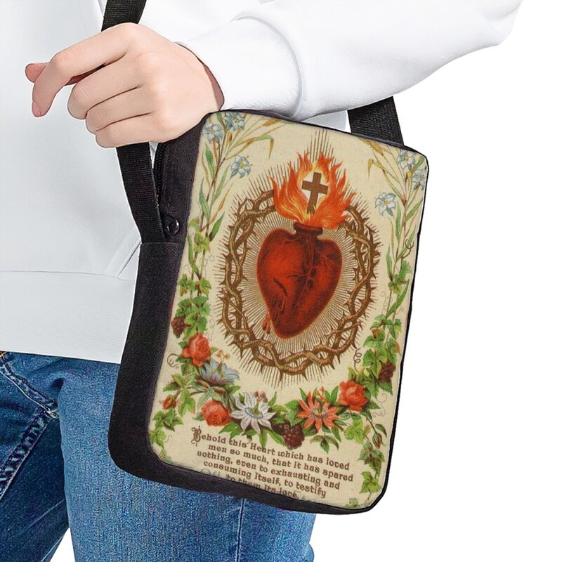 Miłość boga z miłosnym nadrukiem torby Crossbody dla kobiet chrześcijańska torba na ramię kościoła moda nowa regulowana mała kurierska torba biblia